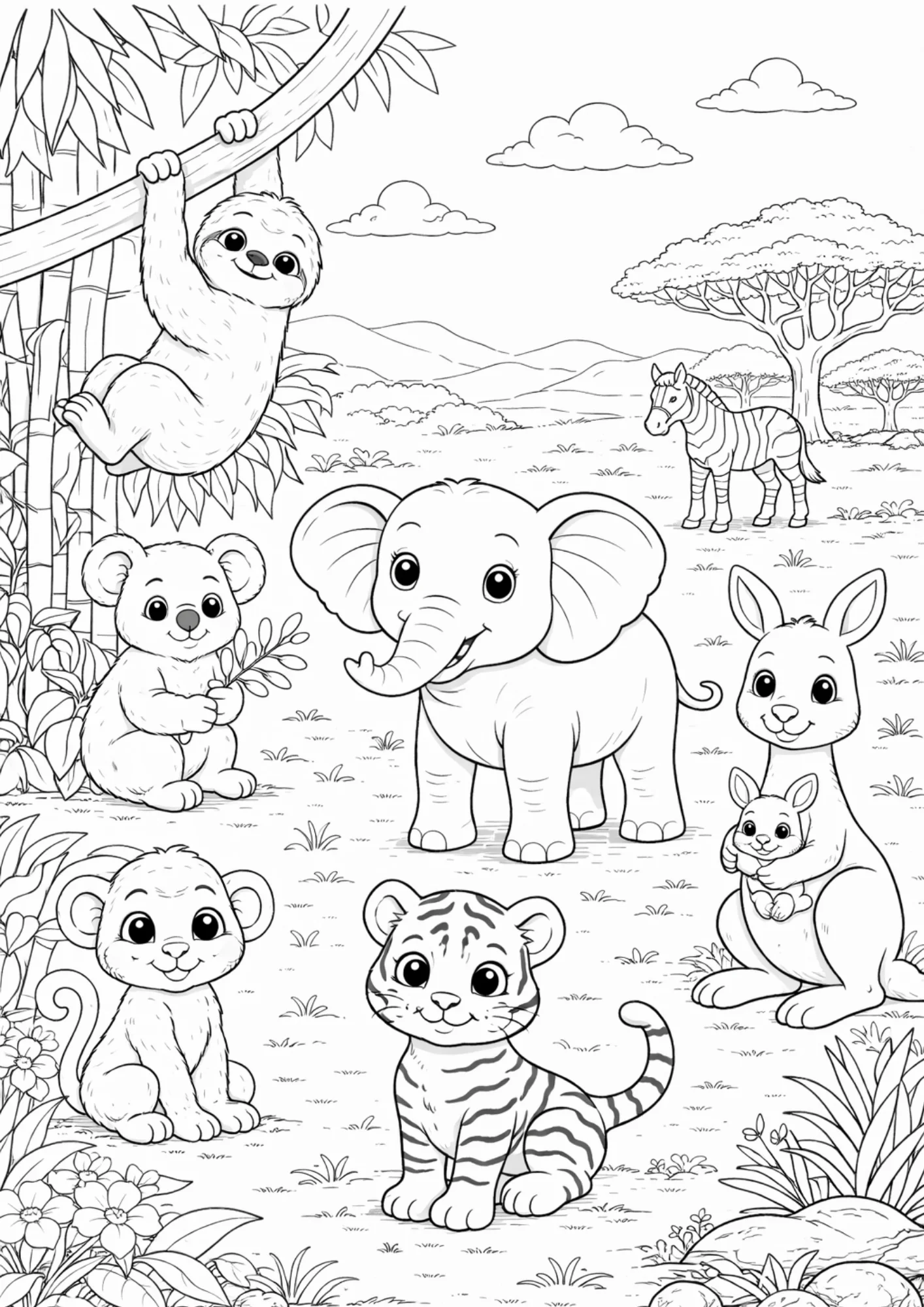 Springtime Around the World Coloring Book for Kids - Image 3